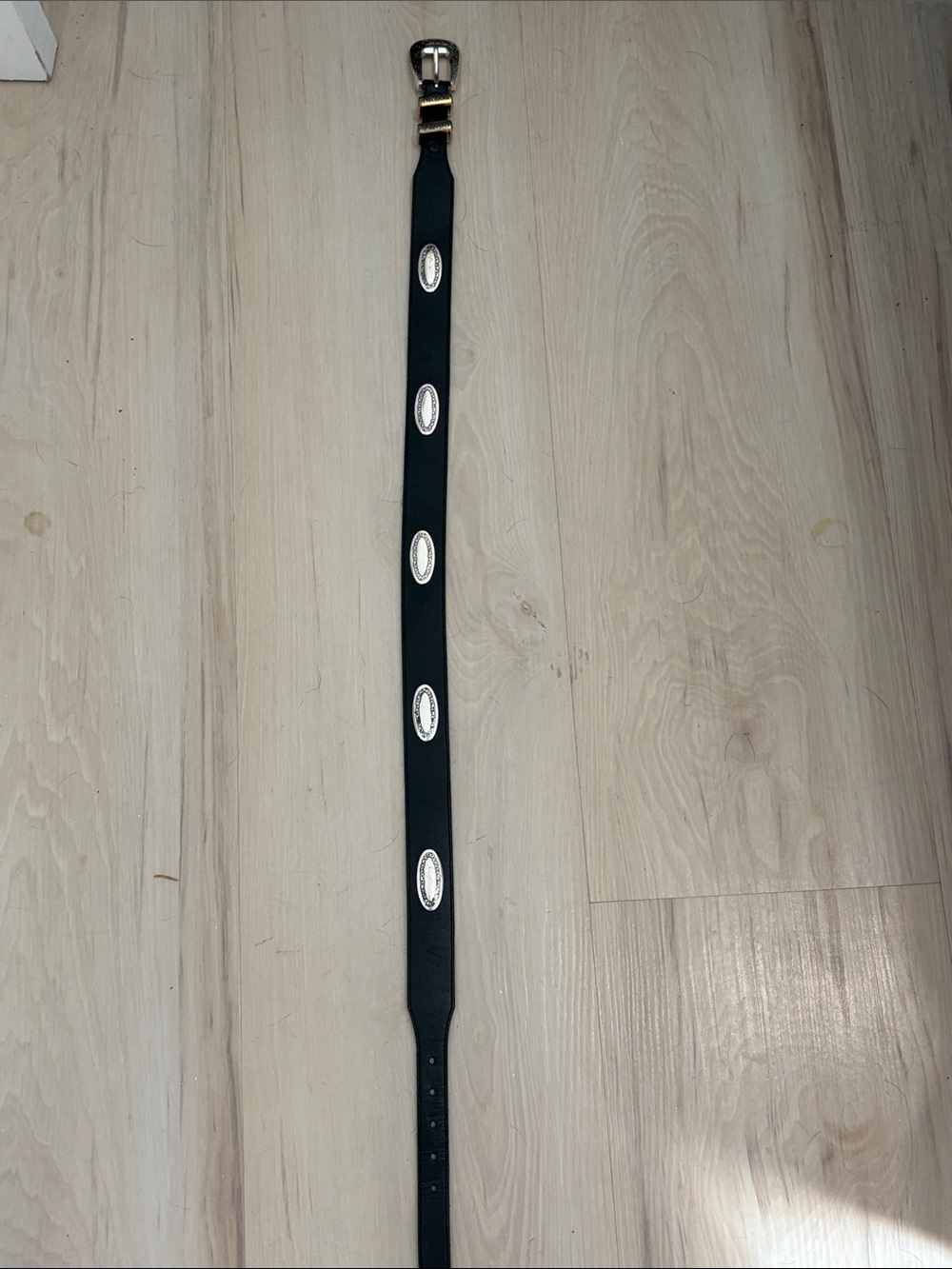 Brighton Black Leather Belt with Silver Studs